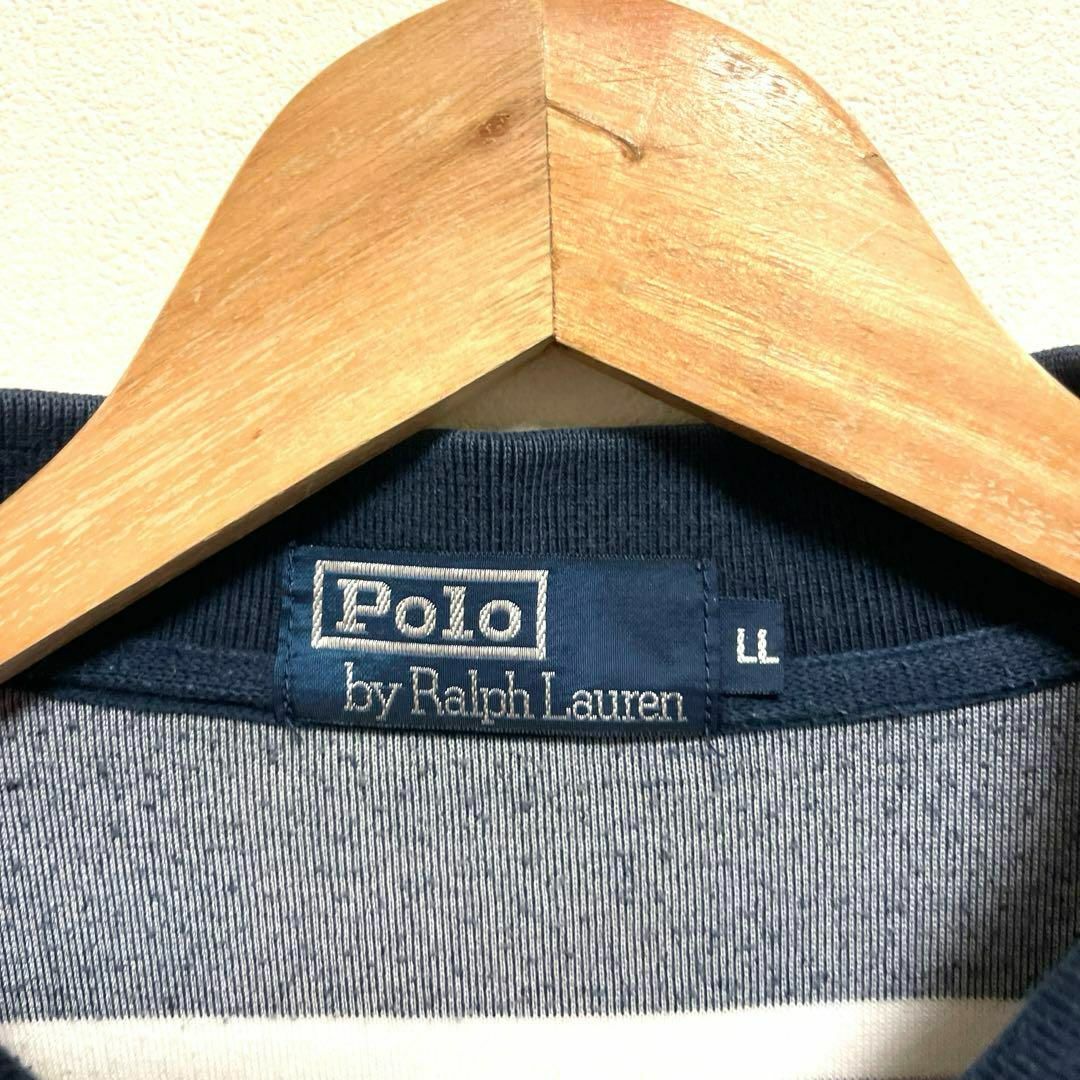 POLO RALPH LAUREN(ポロラルフローレン)のラルフローレン　パイル生地　ポロシャツ　XL ボーダー　ネイビー メンズのトップス(ポロシャツ)の商品写真