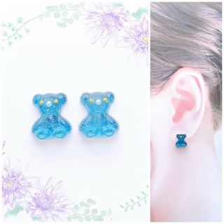 jelパールブルー11mmくまピアス/イヤリング(ピアス)