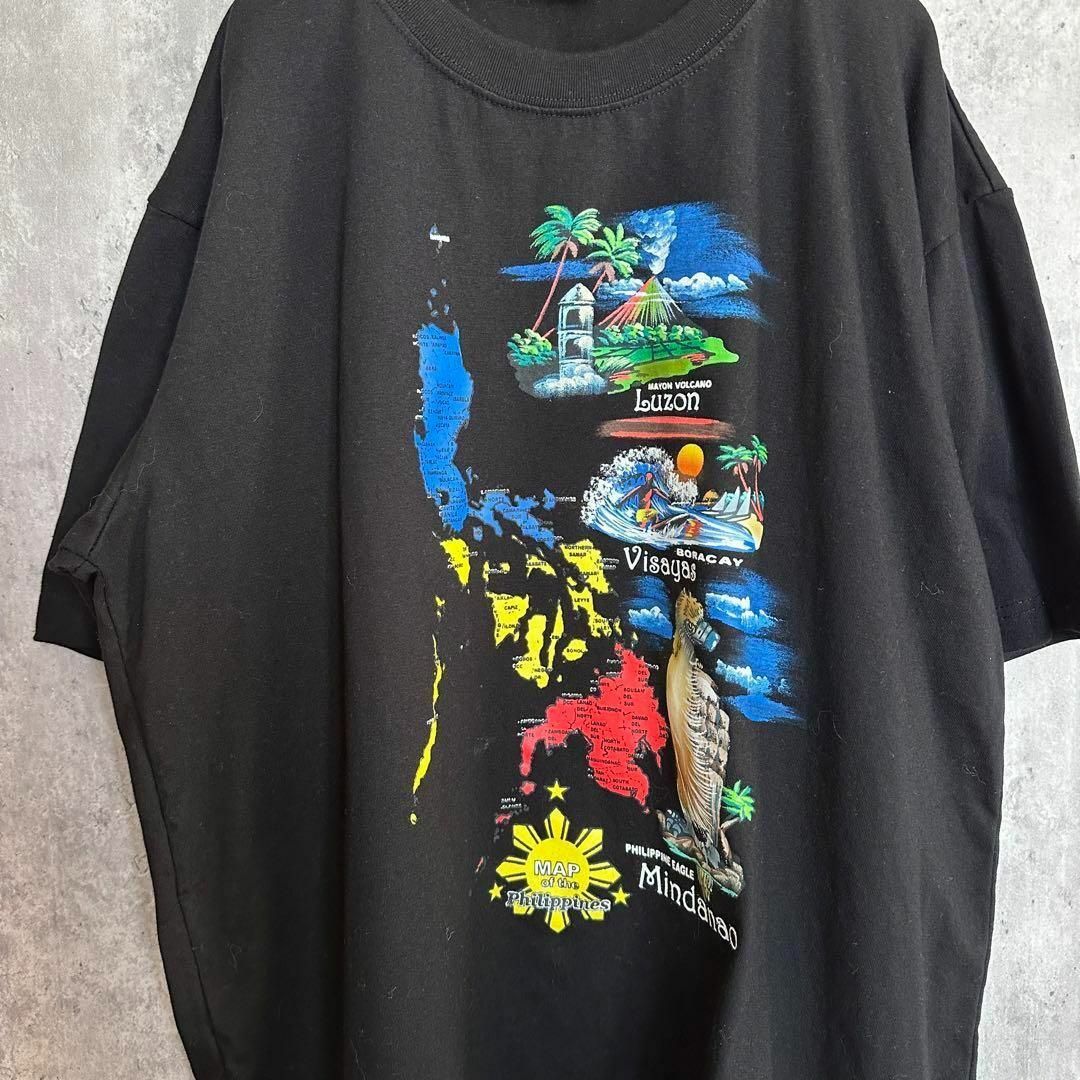 VINTAGE(ヴィンテージ)のUSA HANDPAINTEDTシャツ半袖メンズ古着XLアメリカブラック黒 メンズのトップス(Tシャツ/カットソー(半袖/袖なし))の商品写真