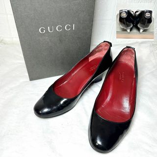 Gucci - グッチ　パンプス　ブラック　ウェッジソール　パテントレザー