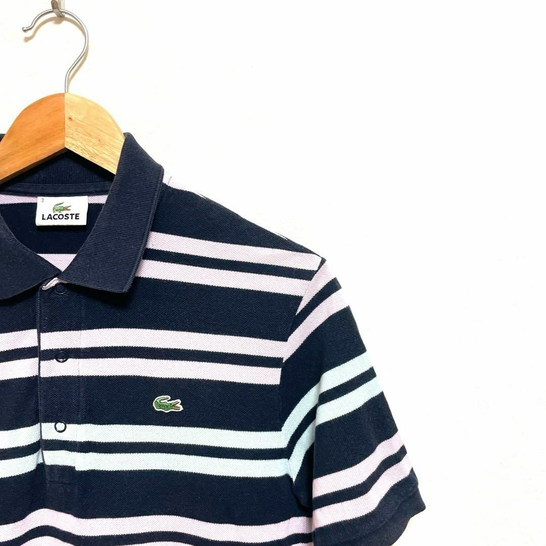 LACOSTE(ラコステ)のラコステ　ポロシャツ　ボーダー　ネイビー　ピンク　3 メンズのトップス(ポロシャツ)の商品写真