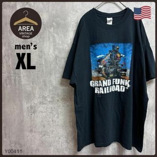 USA GILDANギルダンTシャツ半袖メンズ古着XLアメリカ機関車ブラック黒(Tシャツ/カットソー(半袖/袖なし))