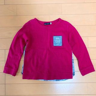 ベベ(BeBe)のBeBe 後チェック切替え長袖Tシャツ 110(Tシャツ/カットソー)