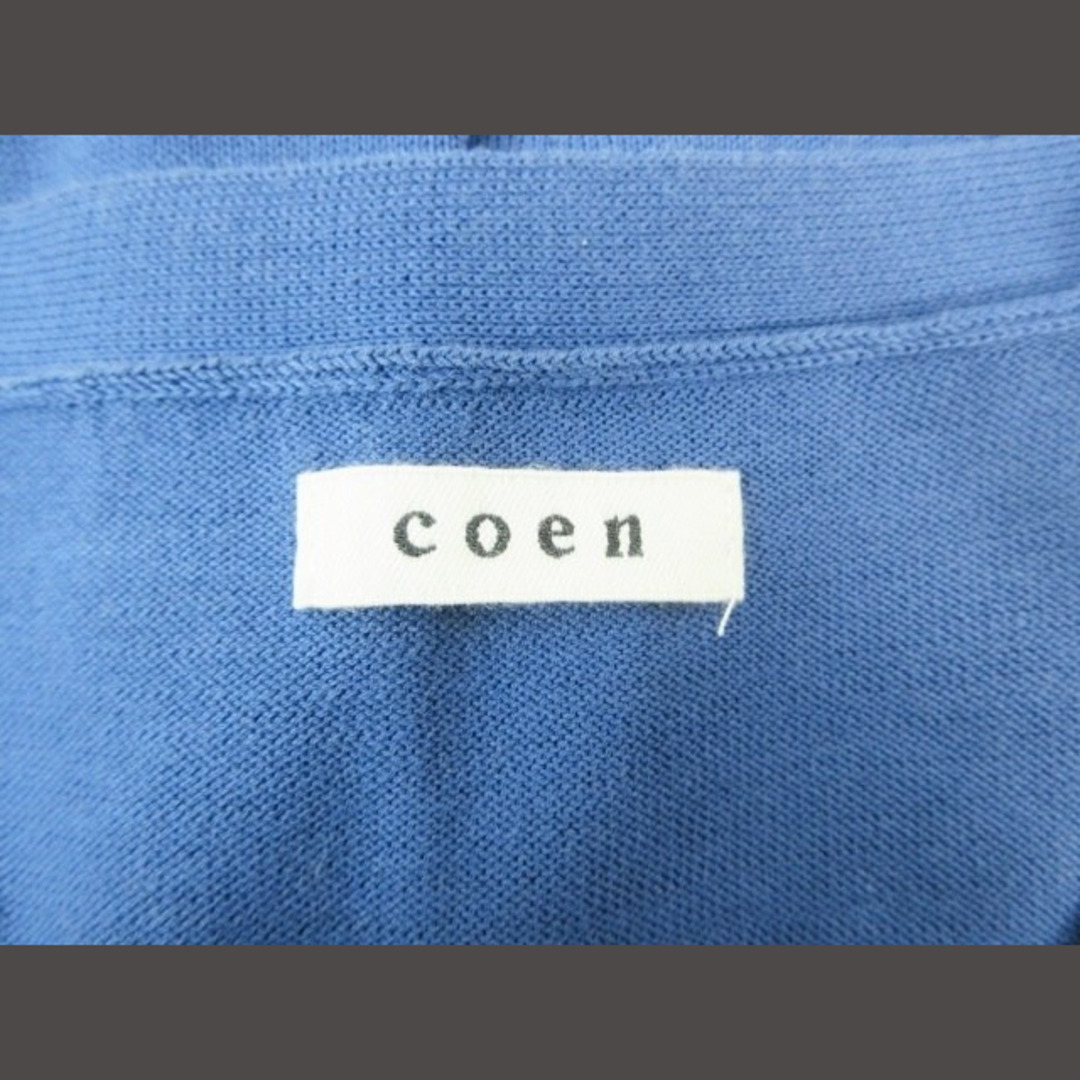 coen(コーエン)のcoen カーディガン Vネック 前開き 長袖 無地 シンプル 刺繍 ブルー L レディースのトップス(カーディガン)の商品写真