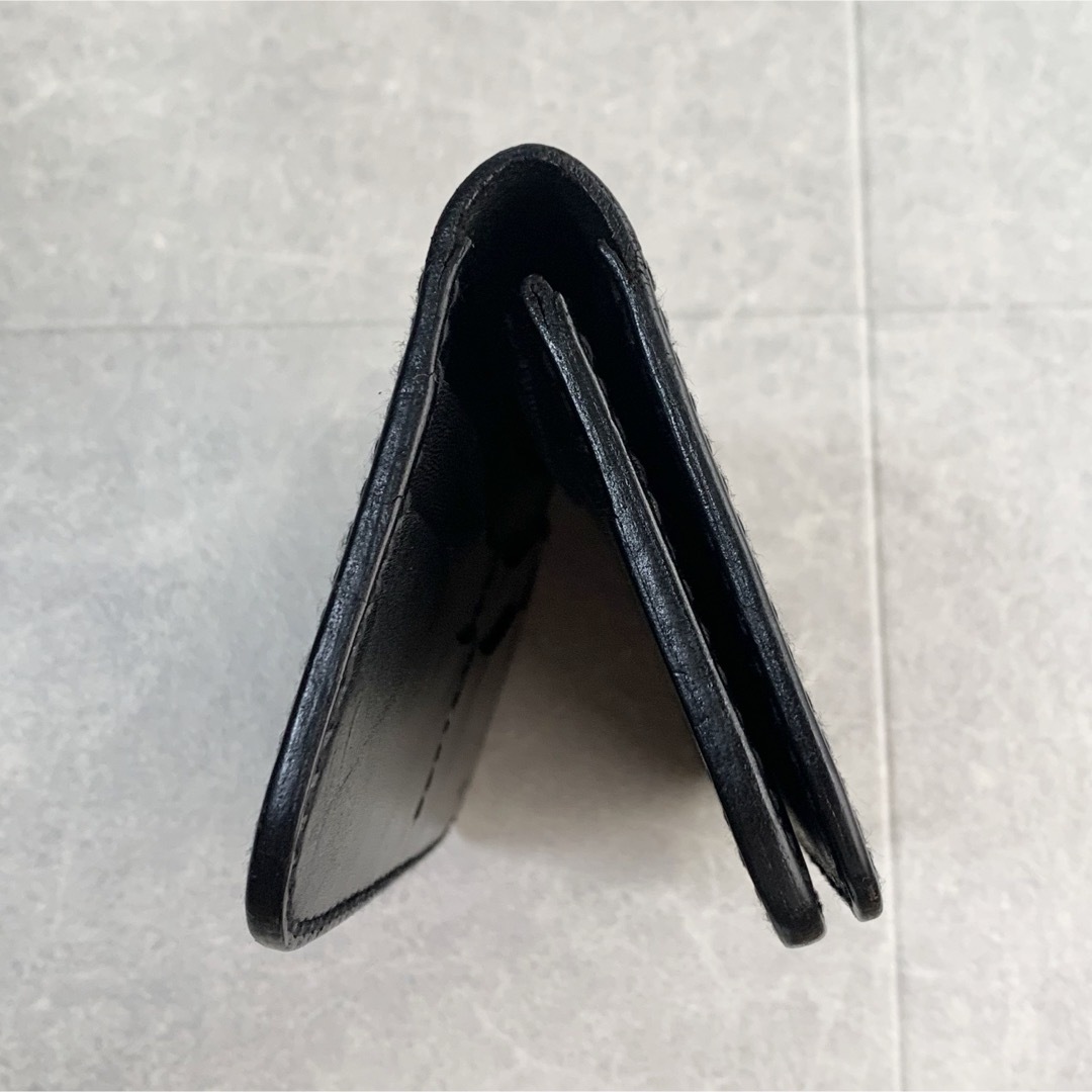 レザーウォレット 二つ折り財布 ブラック サドルレザー メンズのファッション小物(長財布)の商品写真