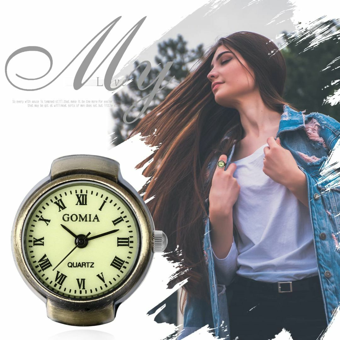 色:aリング時計 指輪ウォッチ ローマ アナログ フリーサイズ 防水 リング レディースのファッション小物(腕時計)の商品写真