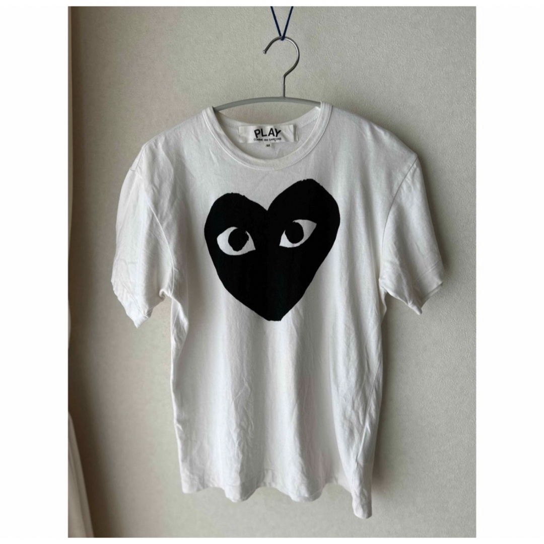 COMME des GARCONS(コムデギャルソン)のPLAY COMME des GARCONS ホワイト ブラック ハートロゴ　M メンズのトップス(Tシャツ/カットソー(半袖/袖なし))の商品写真