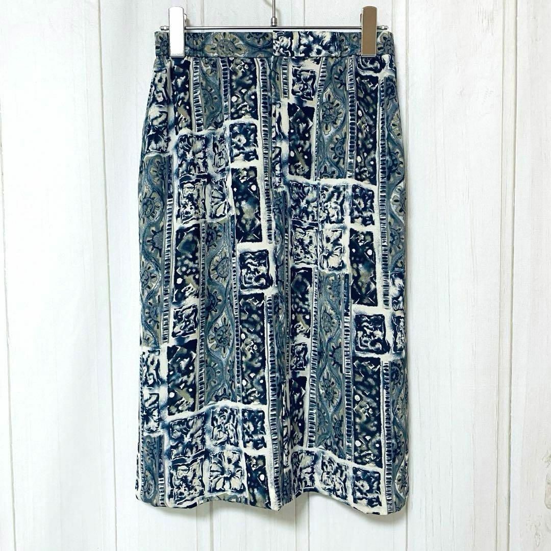 st914 JANE MOREジェーンモア/ひざ下総柄スカート/くすみカラー春夏 レディースのスカート(ひざ丈スカート)の商品写真