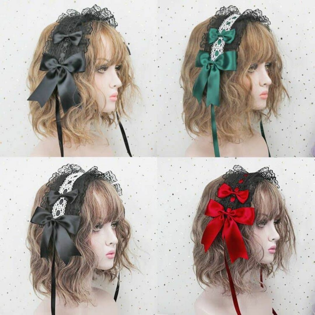 色:黒+赤Sitengle ヘッドドレス ロリータ ゴスロリ 髪飾り ヘアア その他のその他(その他)の商品写真