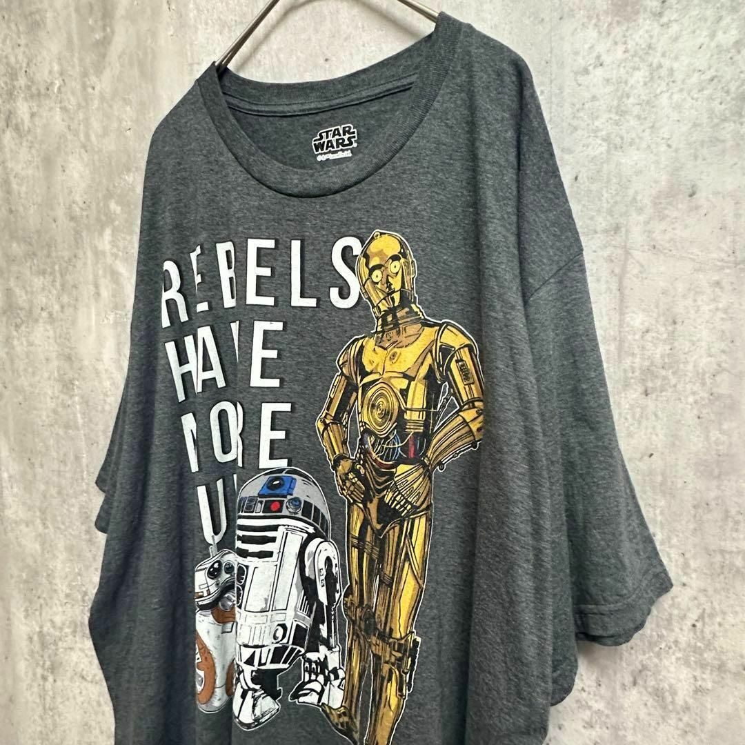 古着ムービーTシャツスターウォーズ半袖キャラクター2XLビッグサイズグレー メンズのトップス(Tシャツ/カットソー(半袖/袖なし))の商品写真