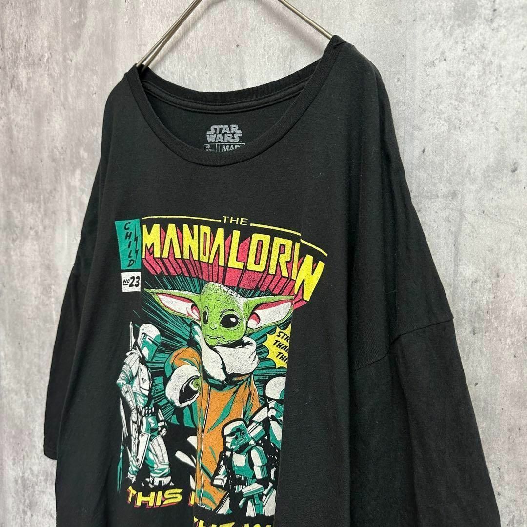 USA古着ムービーTシャツスターウォーズマンダロリアンヨーダ3XLブラック黒 メンズのトップス(Tシャツ/カットソー(半袖/袖なし))の商品写真