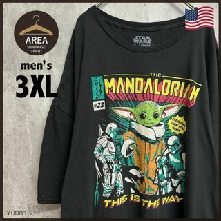 USA古着ムービーTシャツスターウォーズマンダロリアンヨーダ3XLブラック黒(Tシャツ/カットソー(半袖/袖なし))