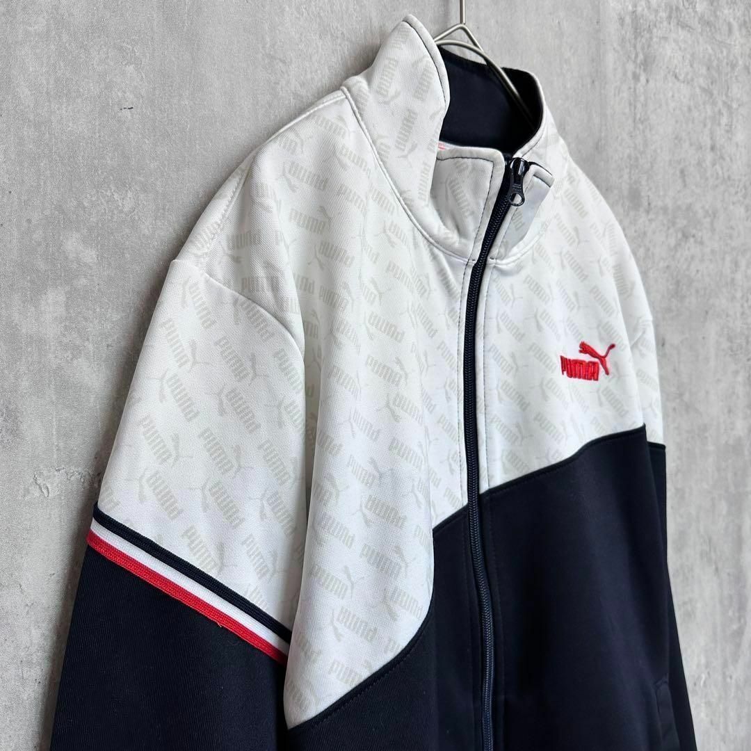 【美品】PUMAプーマスウェットスポーツウェアメンズＭサイズホワイトネイビー メンズのトップス(ジャージ)の商品写真