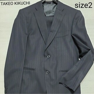 タケオキクチ(TAKEO KIKUCHI)のTAKEO KIKUCHI　スーツ　ブラックシャドーストライプ　パンツ　ノータッ(セットアップ)