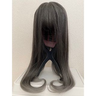 フルウィッグ　セミロング　ウィッグ　ダークアッシュ　毛先グレー　耐熱　wig