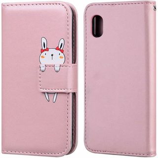 Galaxy A21 A20 ケース 手帳型 ギャラクシ うさぎ ピンク(Androidケース)