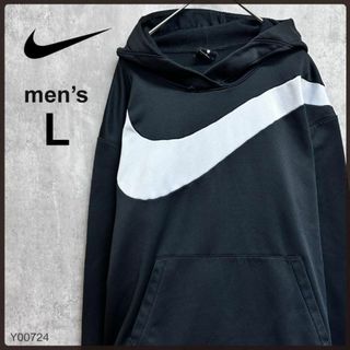 ナイキ(NIKE)のNIKEナイキメンズパーカースウェットプルオーバービッグロゴLサイズブラック長袖(スウェット)