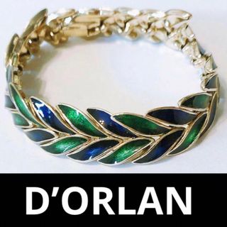 ヴィンテージ 80s D’ORLAN ネイビー グリーン リーフ ブレスレット