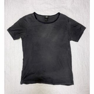 エイチアンドエム(H&M)のH&M 光沢襟リブ ネイビーTシャツ(Tシャツ/カットソー(半袖/袖なし))