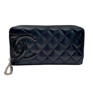 シャネル(CHANEL)の　シャネル CHANEL カンボンライン ロングジップウォレット A50078 ブラック/ブラック ラムスキン/エナメル レディース 長財布(財布)