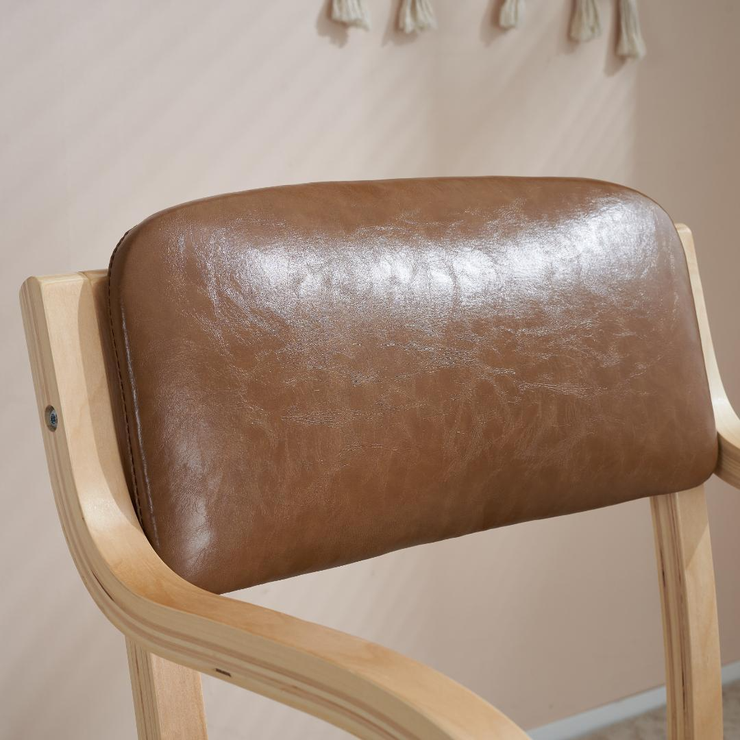 【2脚】 ブラウンPUダイニングチェア木製椅子介護チェアイス 折りたたみチェア インテリア/住まい/日用品の椅子/チェア(ダイニングチェア)の商品写真
