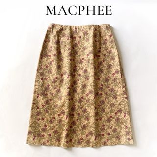 MACAPHEE 総柄 ひざ丈スカート ボタニカル柄 美品