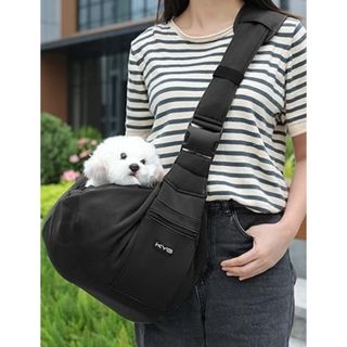 【SALE】 KYG 犬 抱っこ紐 ペットスリング ペットバッグ Ｍ 黒 便利(犬)