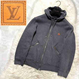 LOUIS VUITTON - 本物 美品 ルイヴィトン 裏地起毛 LVレザーパッチ ZIP UP パーカー S