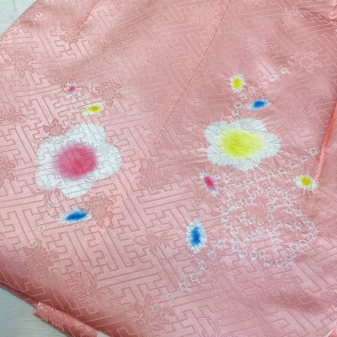 七五三 着物 ３歳 正絹被布コート ピンク色 刺繡と絞り 日本製 mi539 キッズ/ベビー/マタニティのメモリアル/セレモニー用品(その他)の商品写真