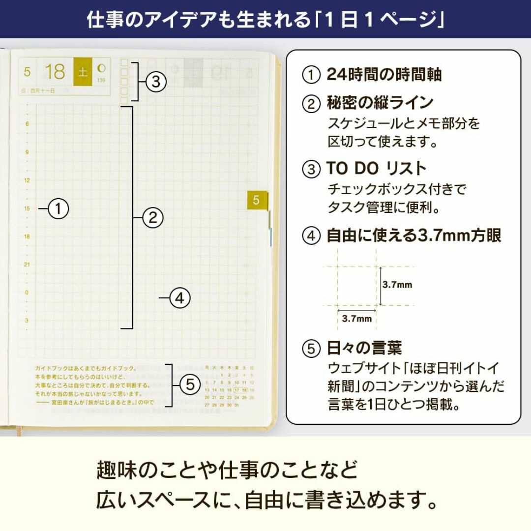 スタイル:日本語版_色:ネイビー_サイズ:A6ほぼ日手帳 2024 HON  その他のその他(その他)の商品写真