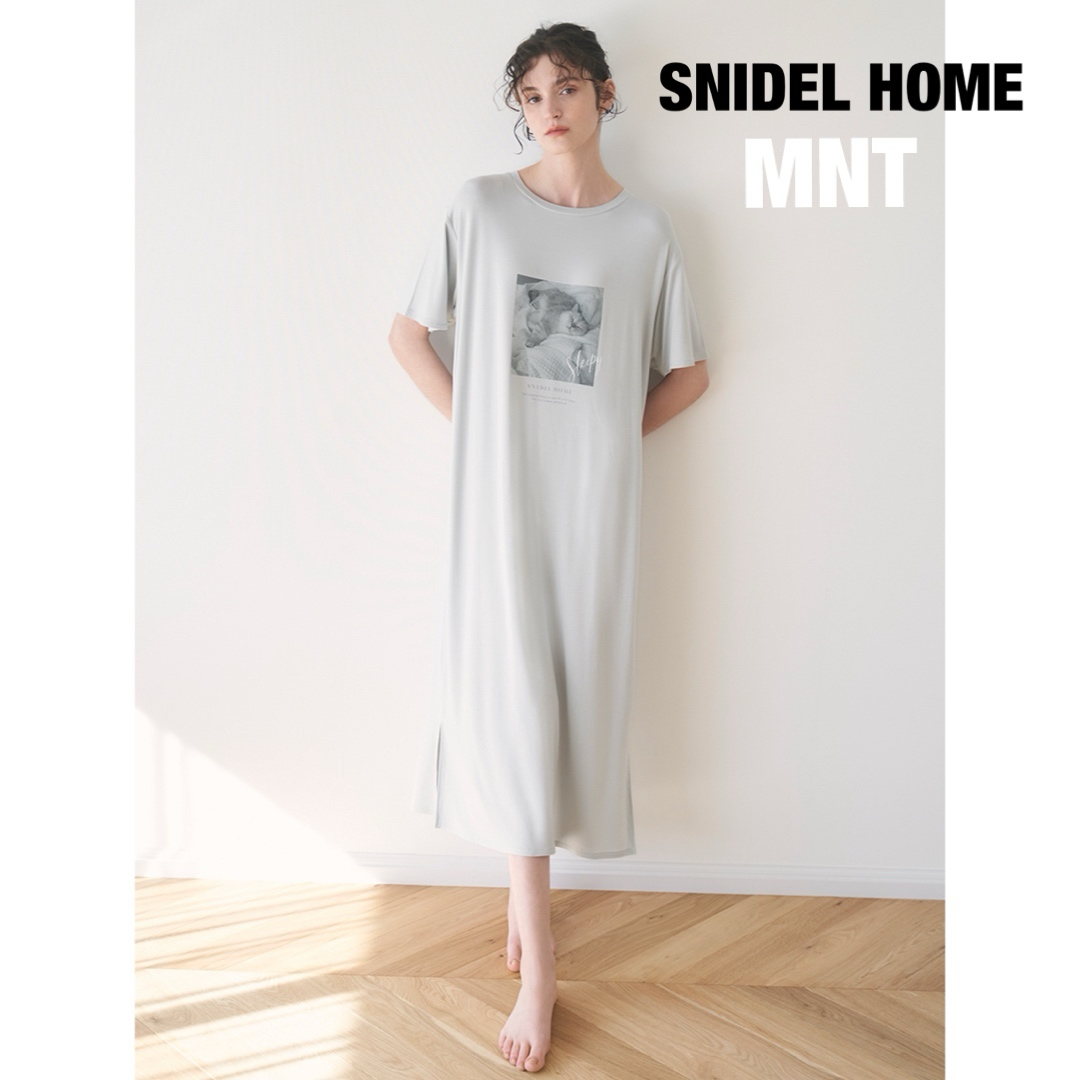 SNIDEL HOME(スナイデルホーム)のスナイデルホーム　snidelhome ネコTワンピース ミント　フリー★新品 レディースのルームウェア/パジャマ(ルームウェア)の商品写真