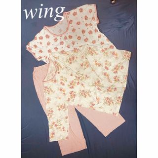 Wing - 夏物パジャマ３点セット(7分袖前あき+半袖Tシャツ+7福地丈パンツ)