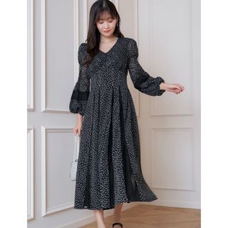 ハーリップトゥ(Her lip to)のLace-Trimmed Pin Dot Dress  herlipto(ロングワンピース/マキシワンピース)