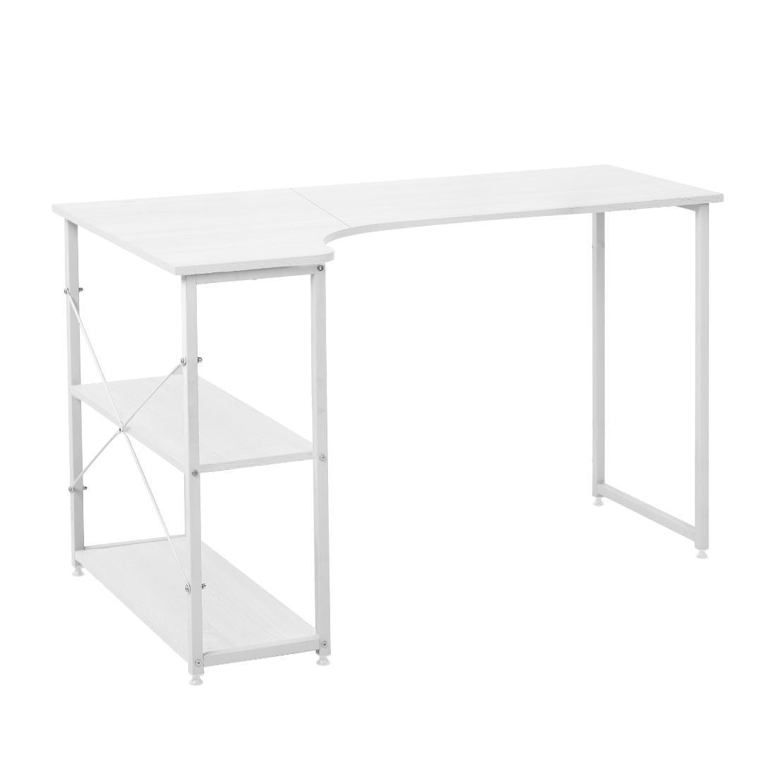 ホワイト パソコンデスクL字120cm2段ラック付デスク木製ミシン台 ホワイト パソコンデスクL字120cm2段ラック付デスク木製ミシン台