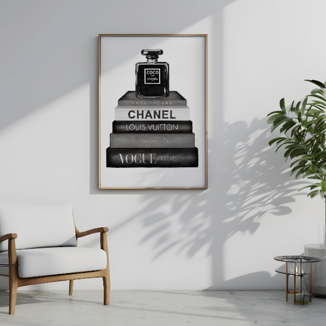 H135 アートポスター インテリア CHANEL シャネル モノクロ 高級 ハンドメイドのインテリア/家具(アート/写真)の商品写真