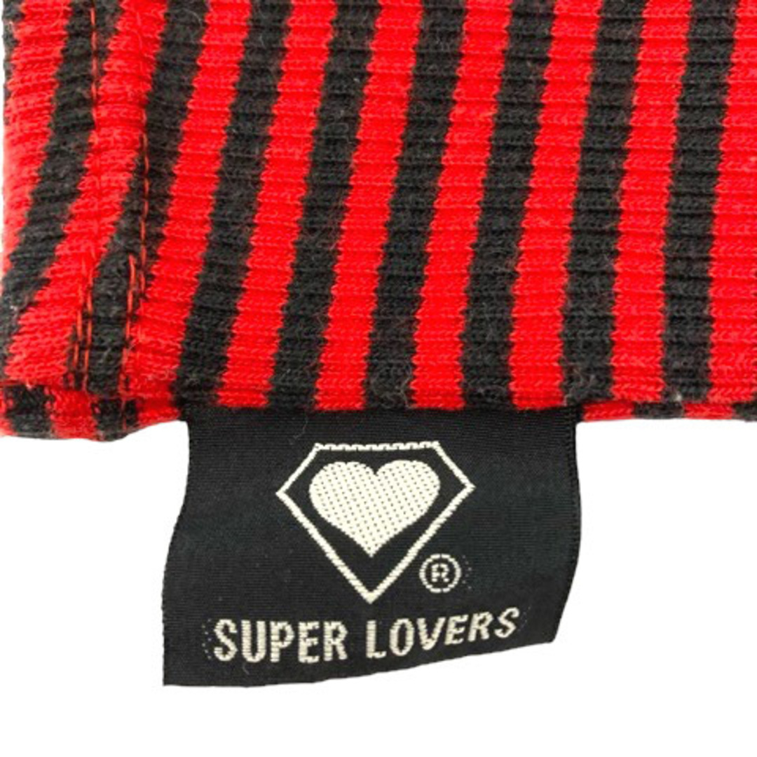 SUPER LOVERS(スーパーラヴァーズ)のSUPER LOVERS 帽子 ニット帽 ボーダー 猫耳 レッド ブラック レディースの帽子(その他)の商品写真