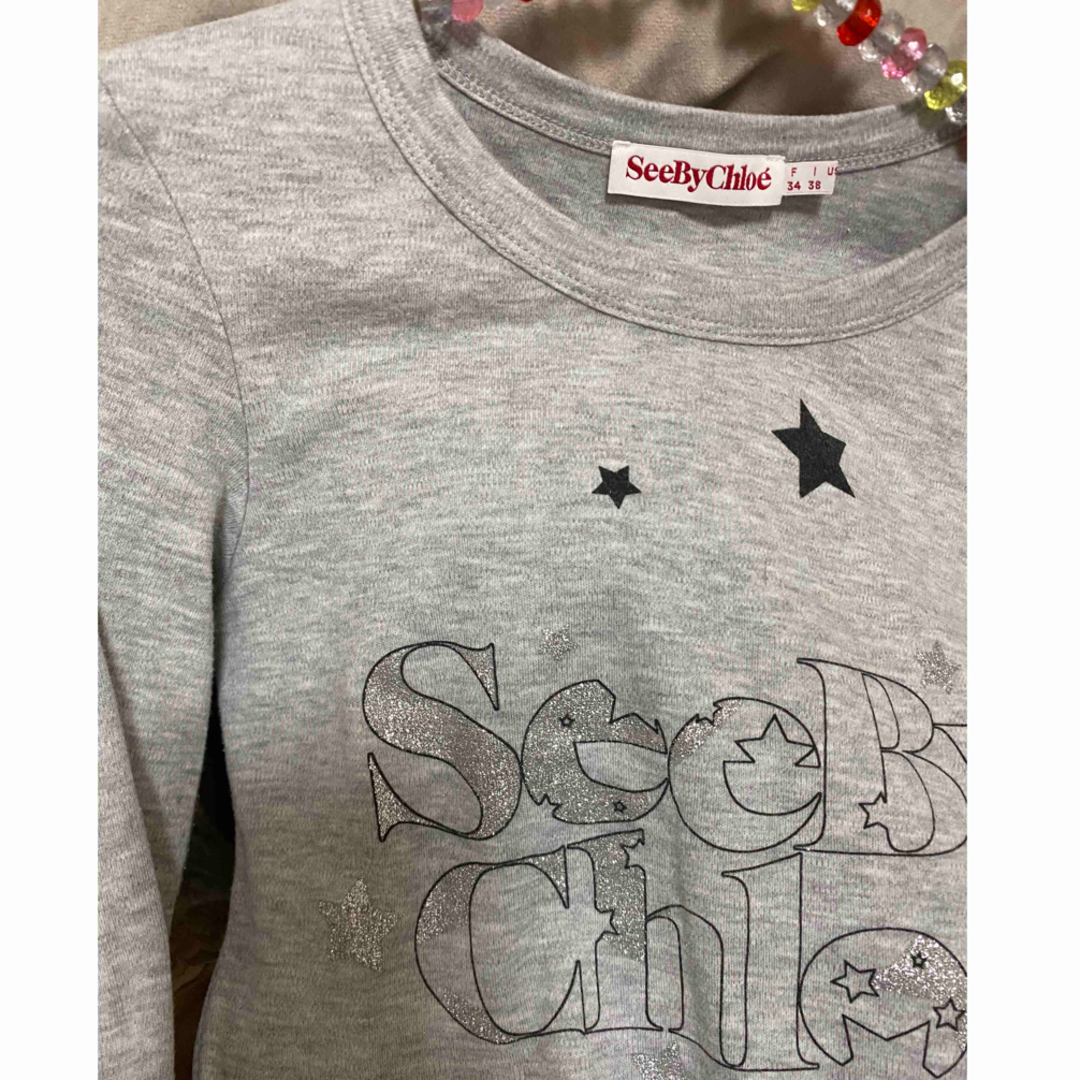 SEE BY CHLOE(シーバイクロエ)のシーバイクロエ　長袖　薄手Tシャツ　カットソー　Sくらい　ブランドTシャツ　 レディースのトップス(シャツ/ブラウス(長袖/七分))の商品写真