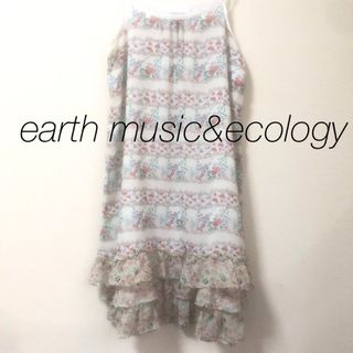 earth music & ecology - 膝丈花柄 フリル ワンピース