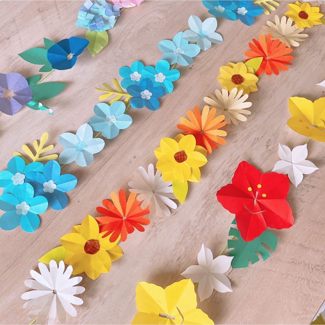 ② 夏の花　ガーランド ハンドメイドの素材/材料(型紙/パターン)の商品写真
