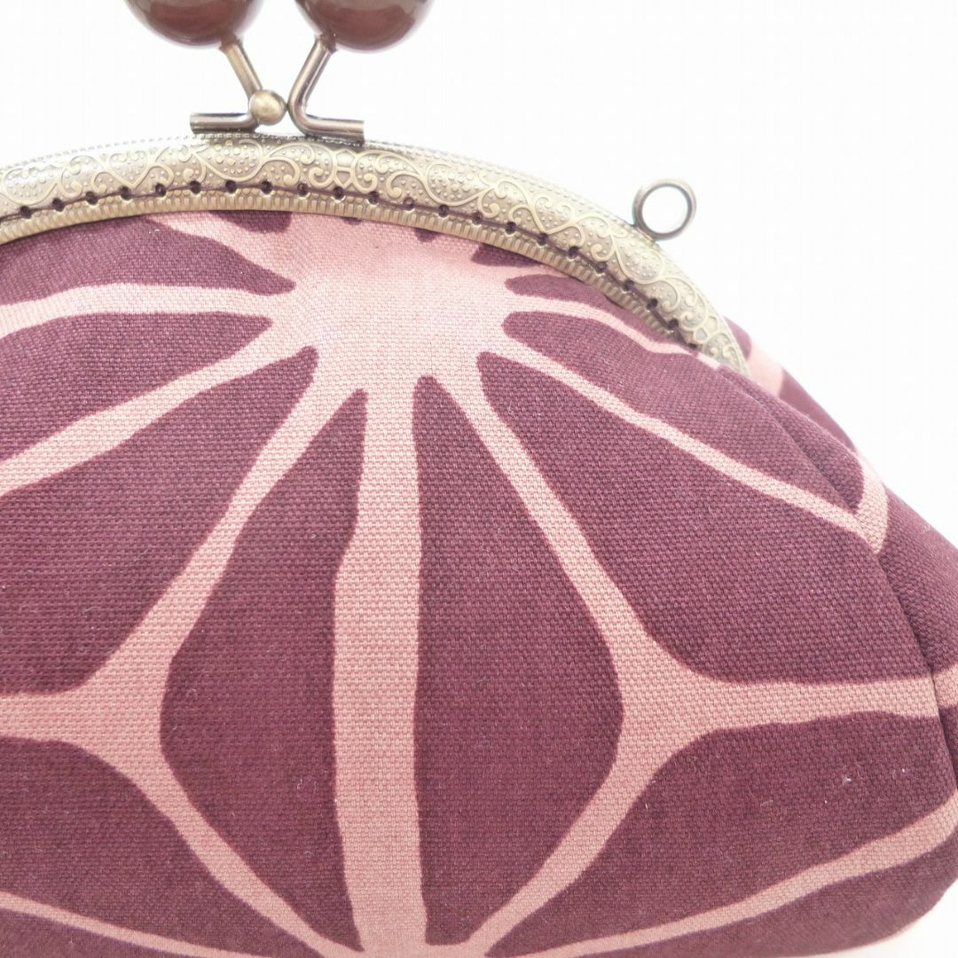 あめ玉 がま口ミニバッグ あずき色 和柄 麻の葉柄 G522 ハンドメイドのファッション小物(バッグ)の商品写真