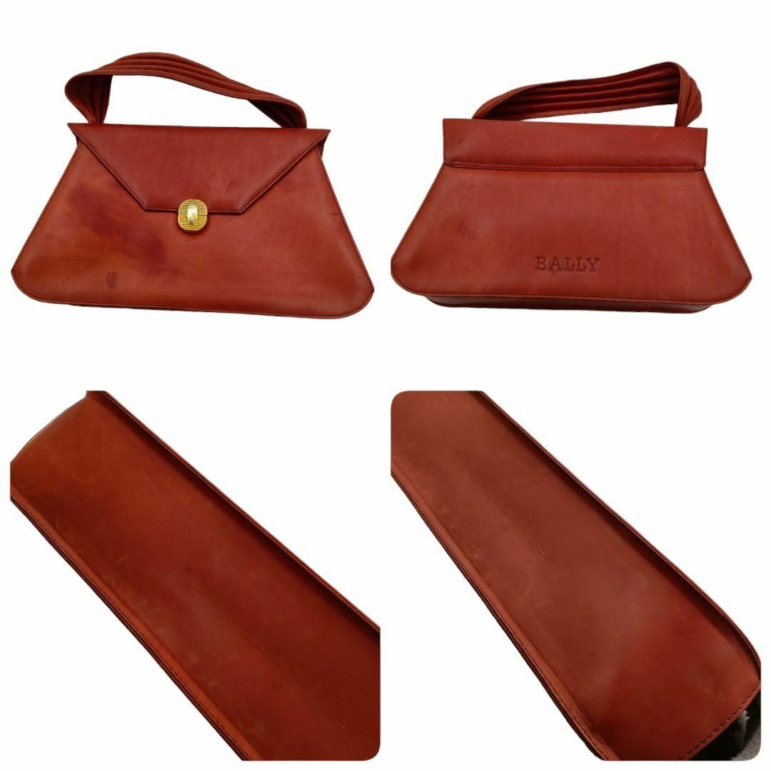 BALLY バリー ハンドバッグ フラップ 金具 レザー ブラウン系 BALLY バリー ハンドバッグ フラップ 金具 レザー ブラウン系