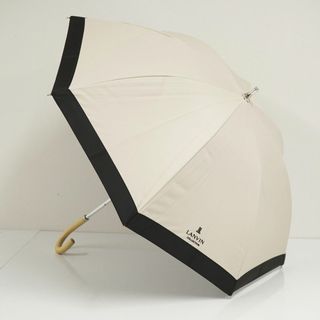 ランバン(LANVIN)の晴雨兼用日傘 LANVIN COLLECTION ランバンコレクション USED美品 ロゴ刺繍 ブラック ベージュ 遮光 グラス骨 軽量 UV 47cm A0701(傘)