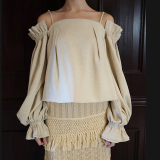 acka puffy cami blouse (beige)