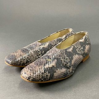 レメ(REMME)の1e12 REMME レメ Pyson Flat Shoes パイソン フラットシューズ 36 ブラウン系 スペイン製 パンプス(ローファー/革靴)