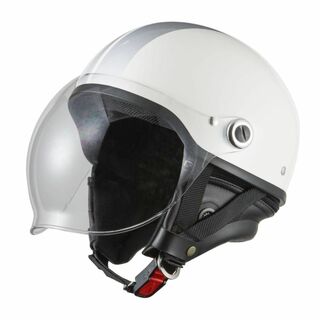 バイクヘルメット 半キャップ 半帽 ホワイト/シルバー 57～60cm未満(ヘルメット/シールド)