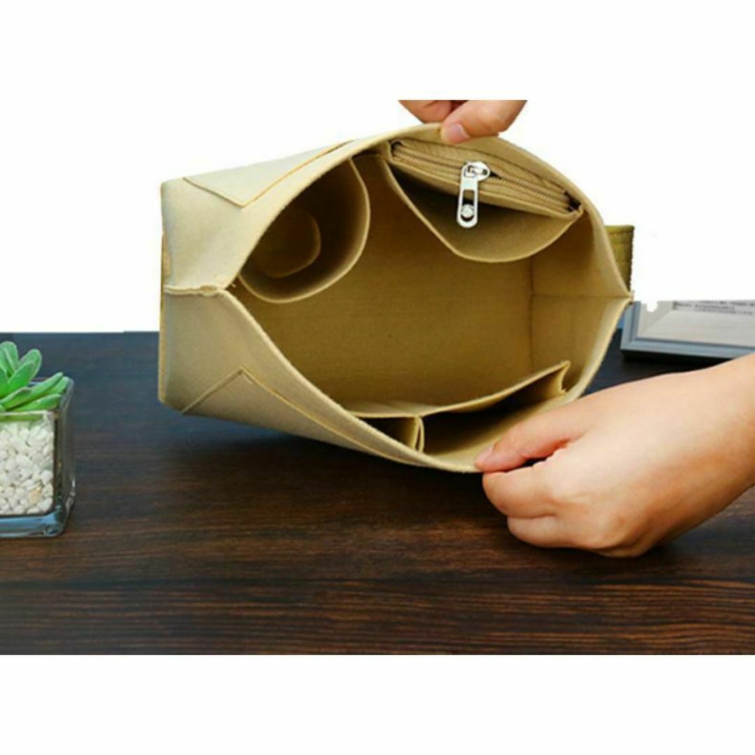 ロンシャン インナーバッグ バッグインバッグ ダークグレー L グレー 収納 レディースのバッグ(トートバッグ)の商品写真