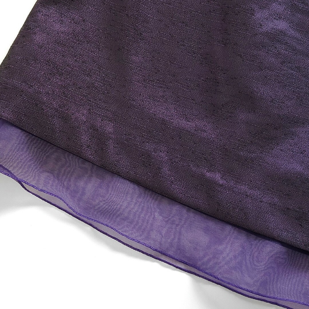 VINTAGE(ヴィンテージ)の美品 ヴィンテージ セットアップ ジャケット スカート オーガンジー パープル紫 レディースのワンピース(ロングワンピース/マキシワンピース)の商品写真