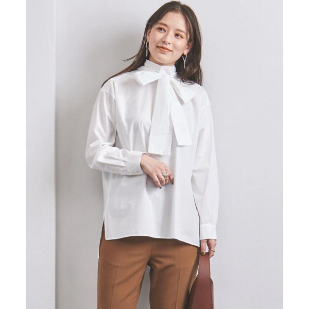 UNITED ARROWS(ユナイテッドアローズ)の【美品】UNITED ARROWS  ボウタイ ブラウス コットン シャツ レディースのトップス(シャツ/ブラウス(長袖/七分))の商品写真