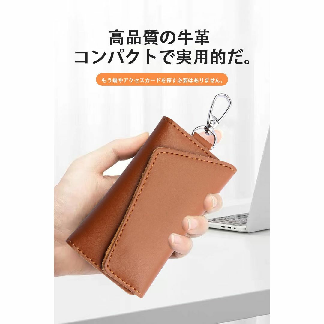 【色:Orange】キーケース 本革 ６連 三つ折りカードキーケース スマートキ メンズのバッグ(その他)の商品写真