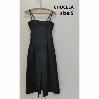 チュクラ CHUCLLA タック キャミワンピ ブラック S フロントスリット